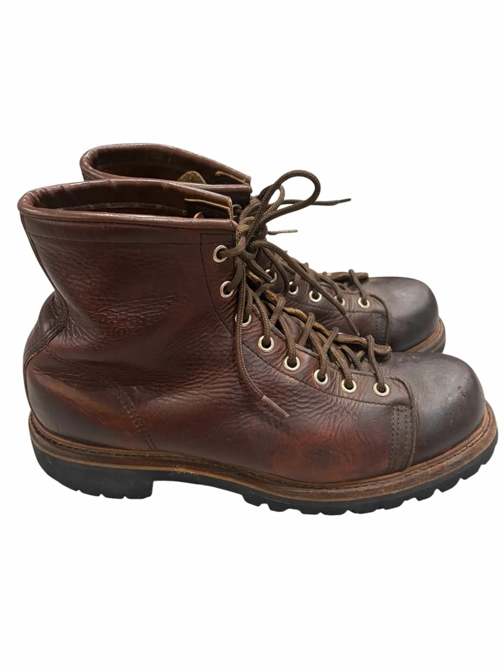 Vintage Red Wing Brown Leather Chippewa Heritage Monkey Work Boots size 9 #2902